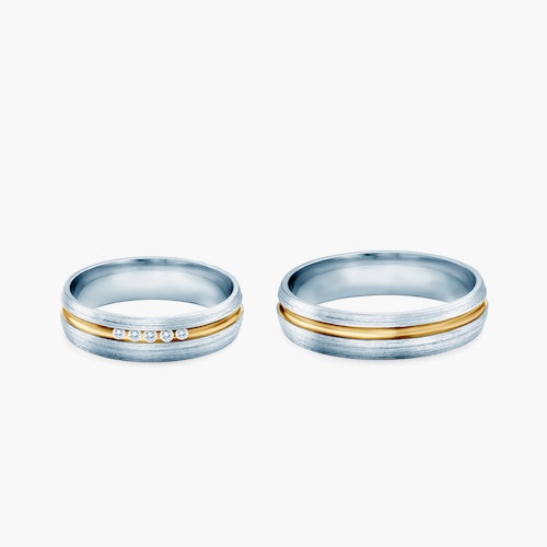 Obrączki ślubne: dwukolorowe złoto, okrągłe, 6 mm